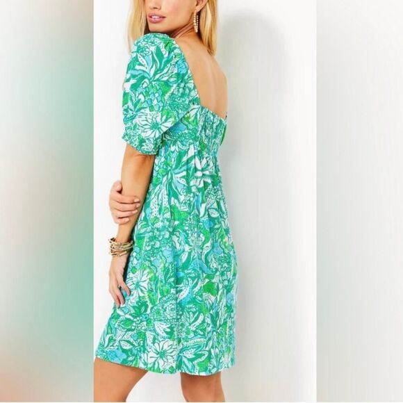 New Lilly Pulitzer Botanical Green Safari Sangria Delaney Dress Size 4 - Picture 6 of 9